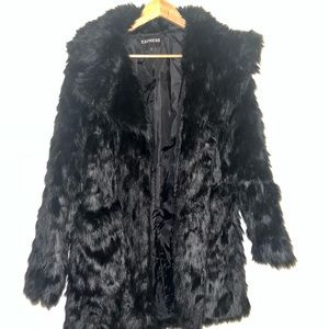 Black faux fur coat